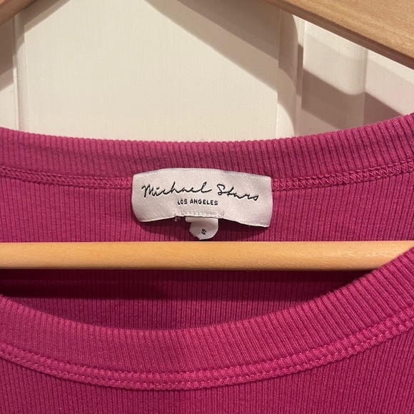 Michael Stars Ricci Power Shoulder Fuchsia Dress S - Picture 2 of 6